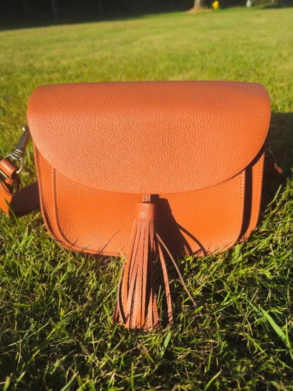 GATTA Leather Camera Bag Crossbody Purse Cognac Brown